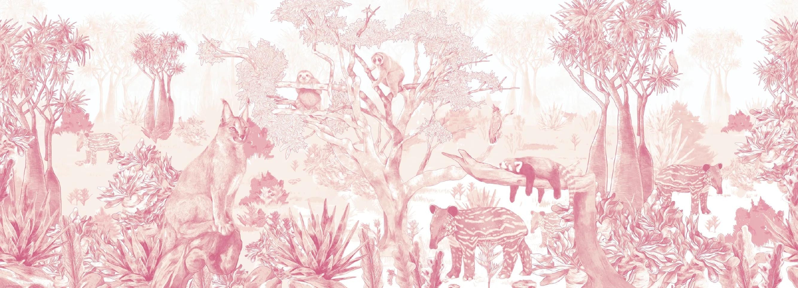 Sleepy Meadow in Pink Wallpaper Vladila