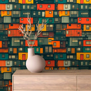 Vibrant Stacked Metropolis Mural - WallCreatives