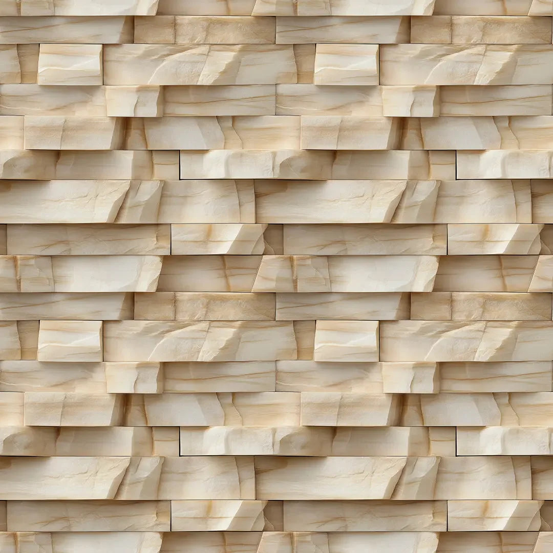 Sculpted Ivory Stone Layers - WallCreatives