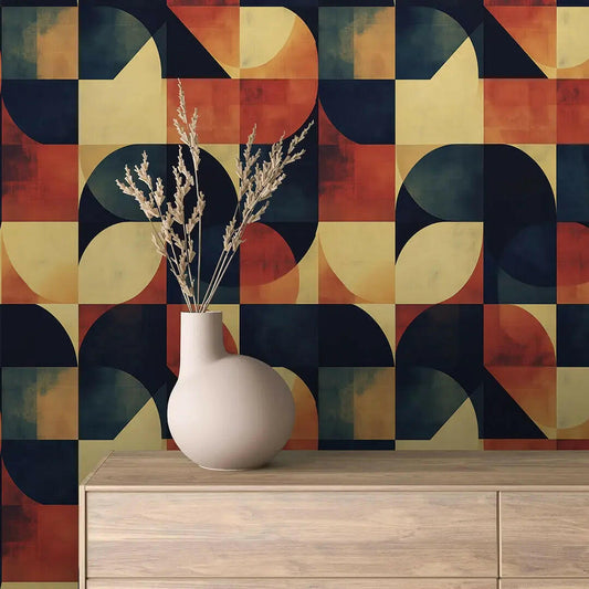 Retro Solstice Grid Mural - WallCreatives