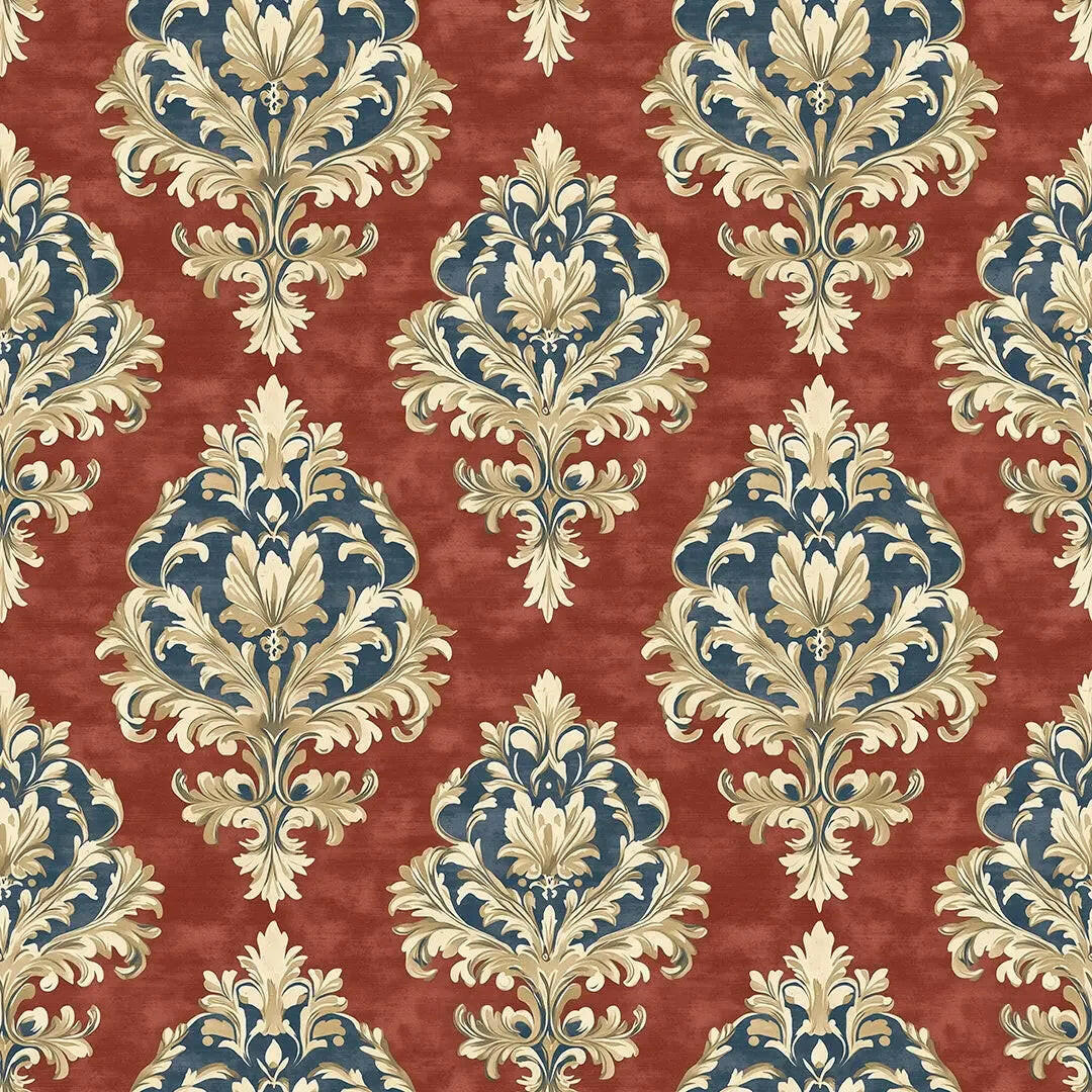 Venetian Crimson Brocade Wallpaper - WallCreatives
