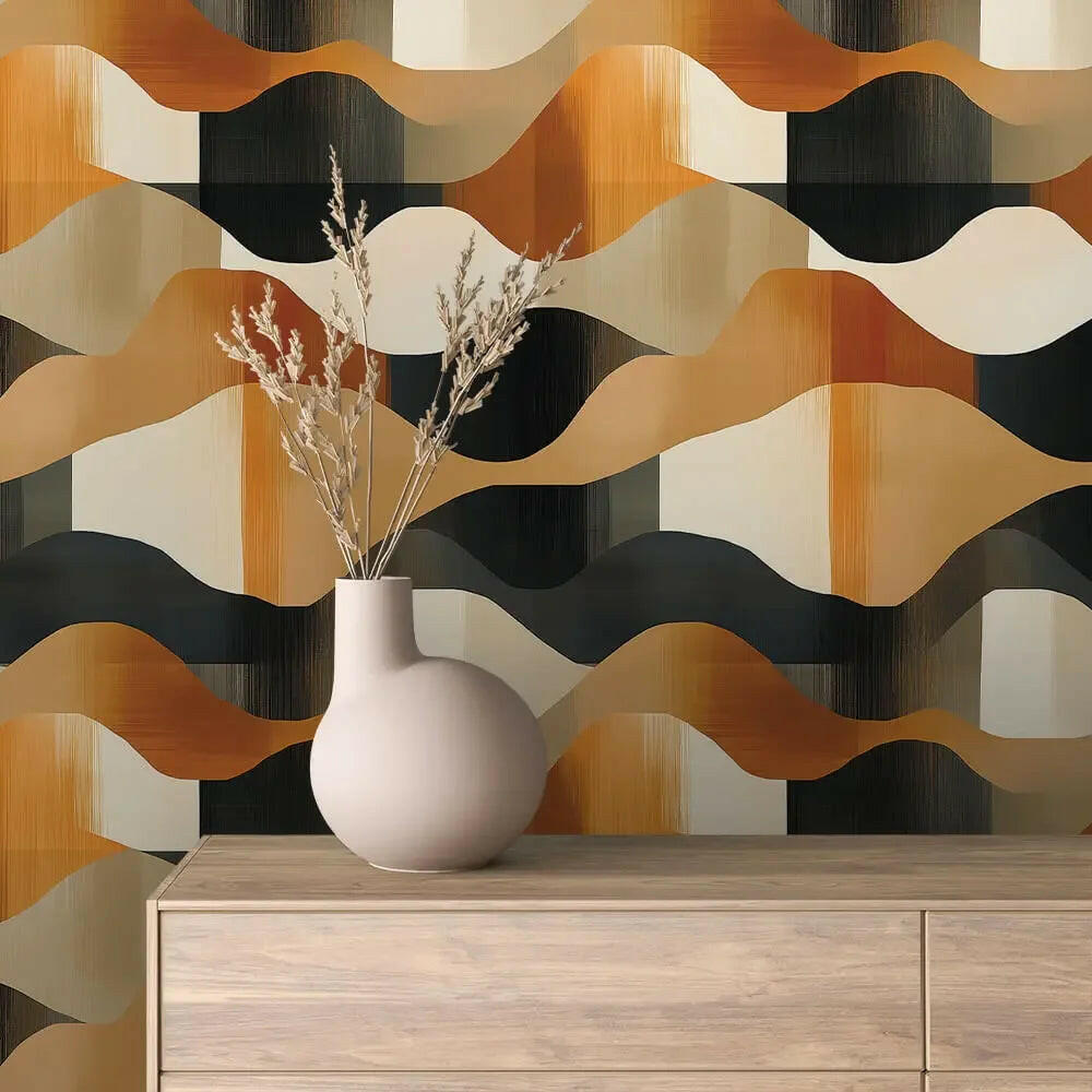 Earthen Harmony Wave Pattern - WallCreatives