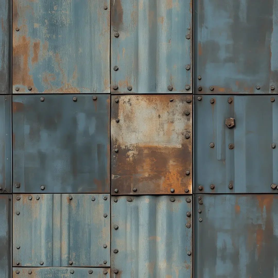 Weathered Industrial Steel Panels - WallCreatives