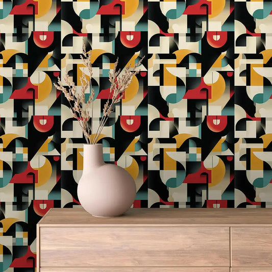 Retro Metro Geometric Mural - WallCreatives
