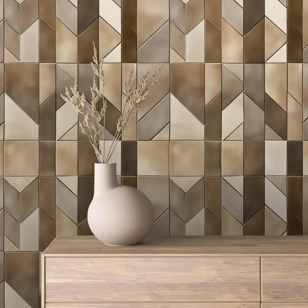 Gilded Earth Geometric Mosaic - WallCreatives