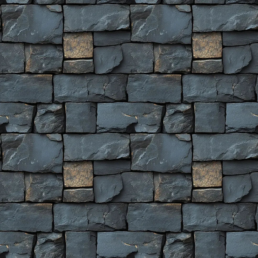 Midnight Quarry Gilded Stone - WallCreatives