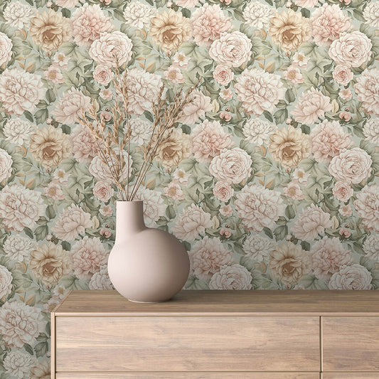 Heirloom Blush Garden Tapestry - WallCreatives