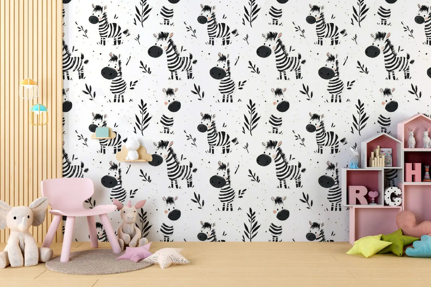 Friendly Zebra Frolic Wallpaper WallCreatives