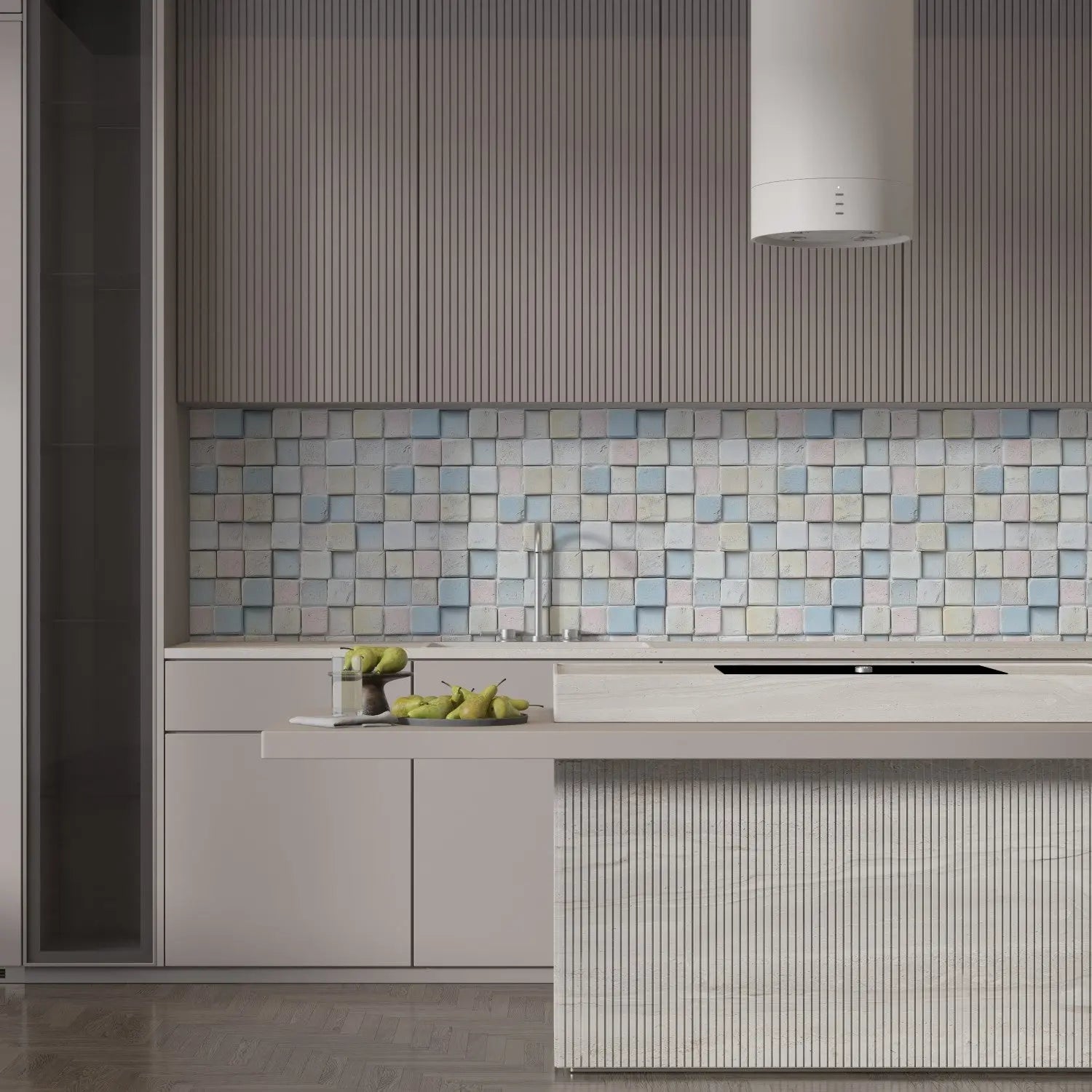 Serene Sugar Cube Mosaic WallCreatives