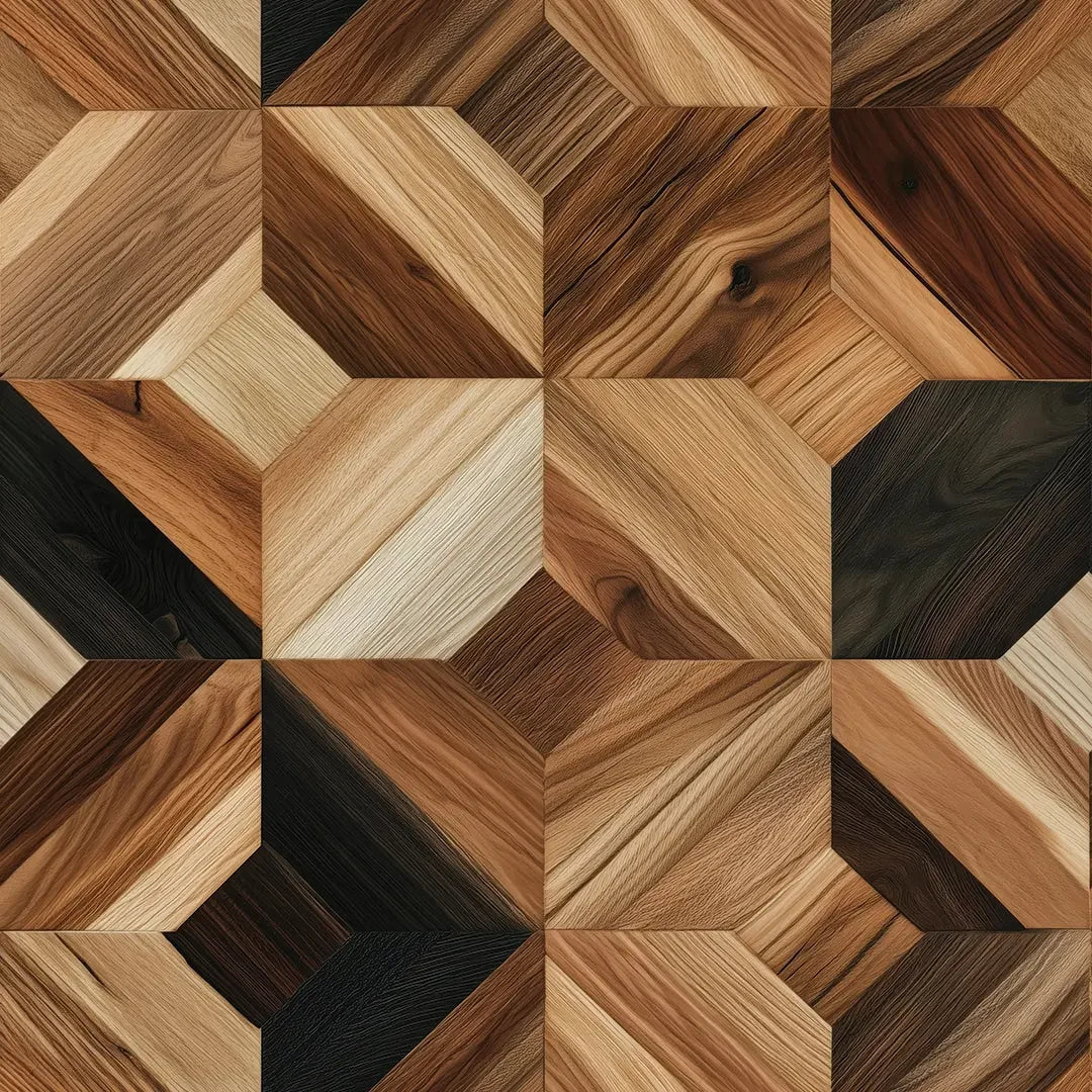 Hearthstone Wood Geometric Mural - WallCreatives