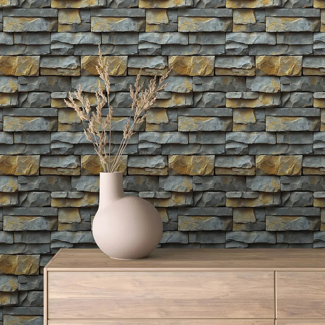 Golden Slate Stacked Stone - WallCreatives