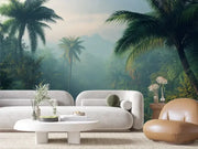 Verdant Jungle Mist Mural - WallCreatives