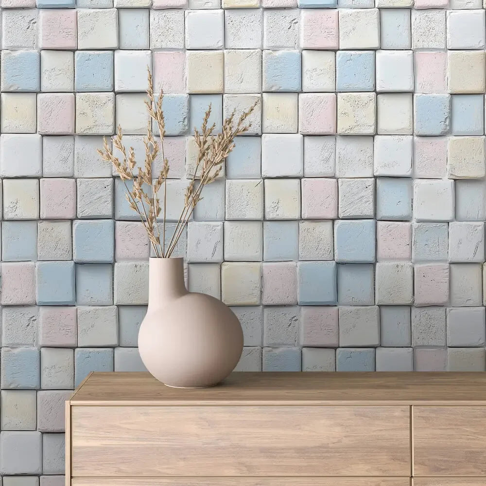 Serene Sugar Cube Mosaic - WallCreatives