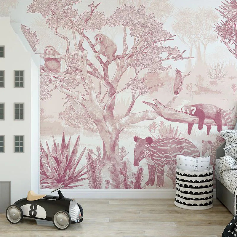 Sleepy Meadow in Pink Wallpaper Vladila