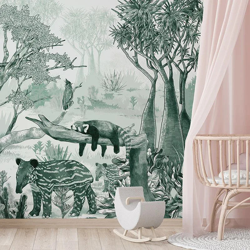 Sleepy Meadow in Green Wallpaper Vladila