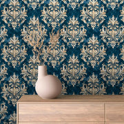 Gilded Age Sapphire Damask - WallCreatives
