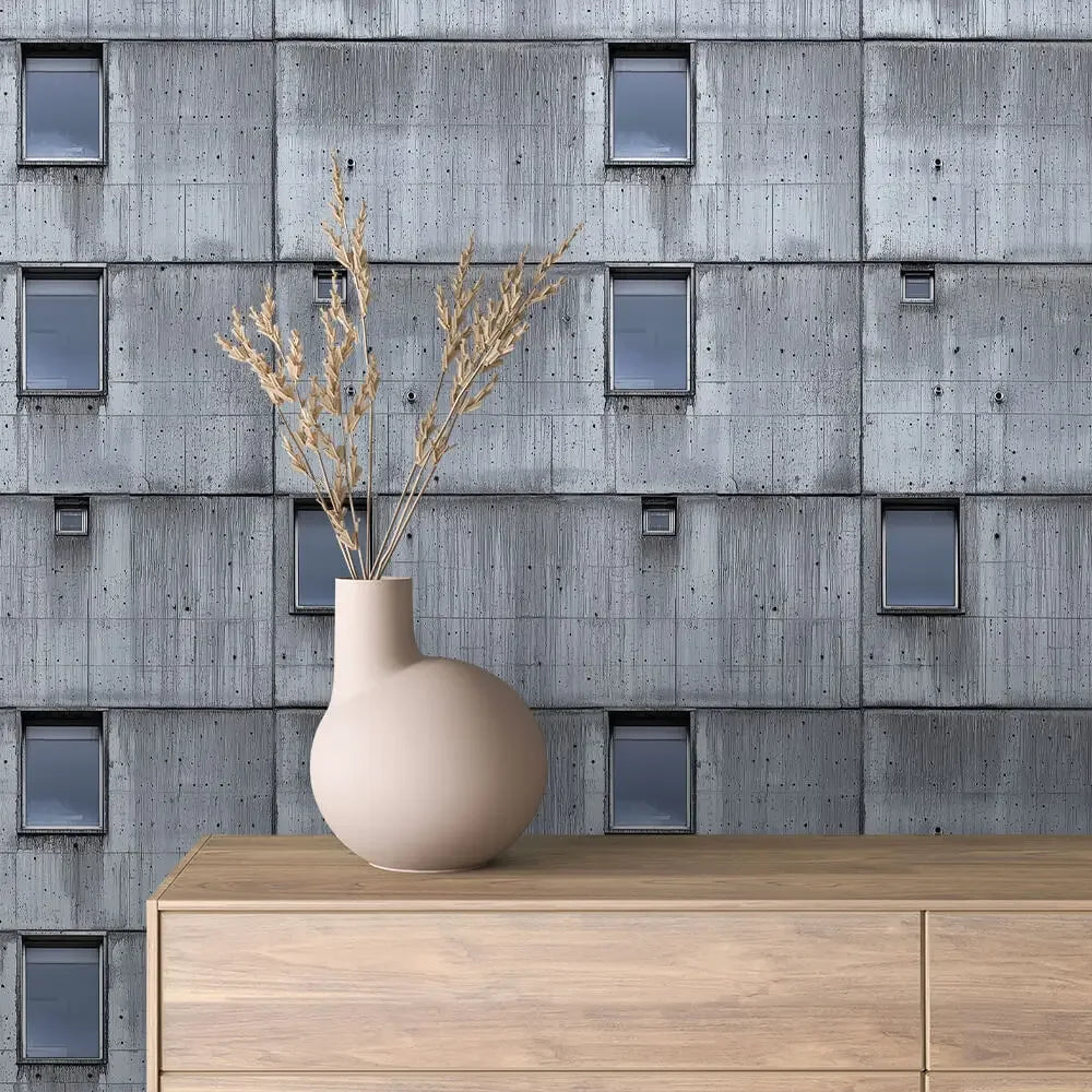 Brutalist Concrete Panel Mural - WallCreatives