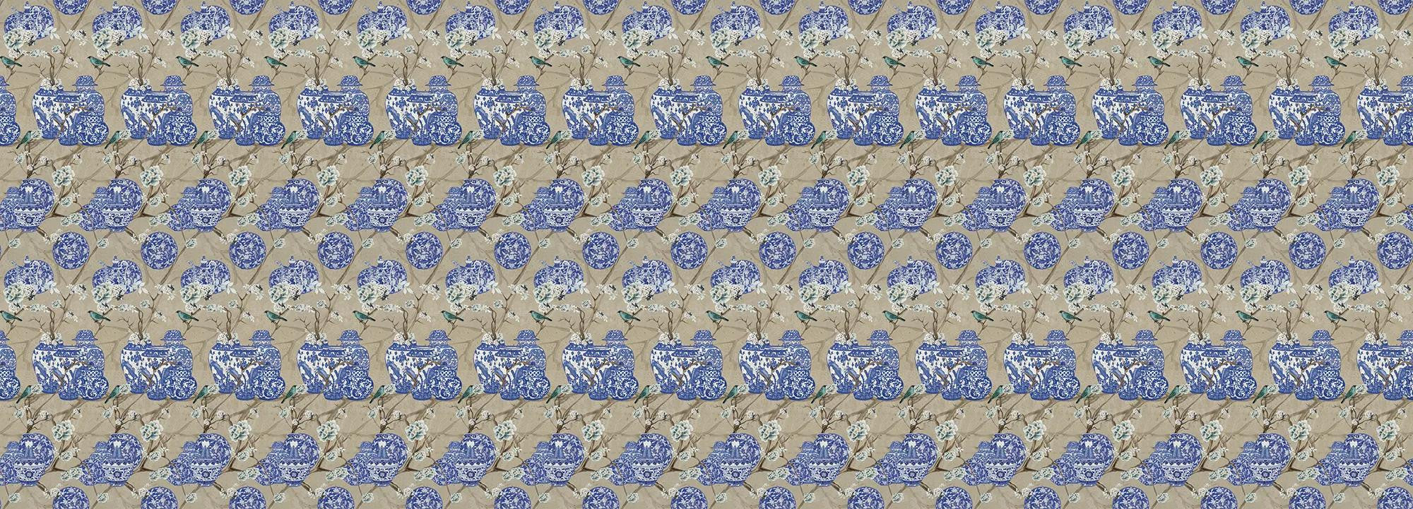 Hydrangea and Ginger Tea Party Cream Wallpaper Vladila