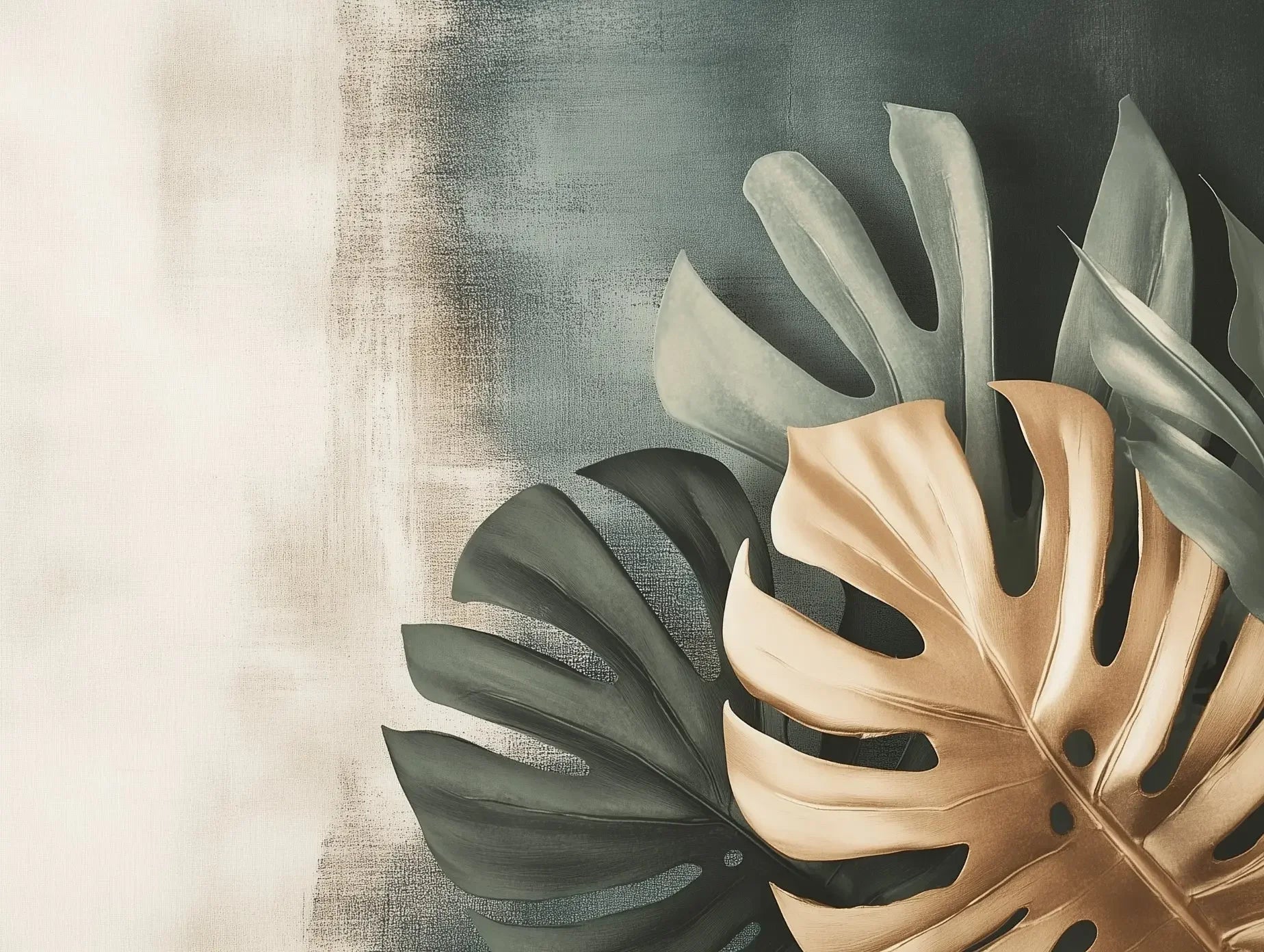 Gilded Monstera Canvas - WallCreatives