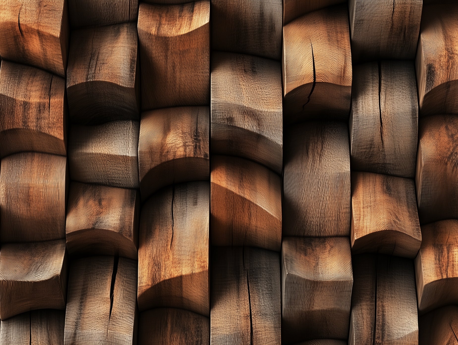 Sculpted Timber Weave Mural - WallCreatives
