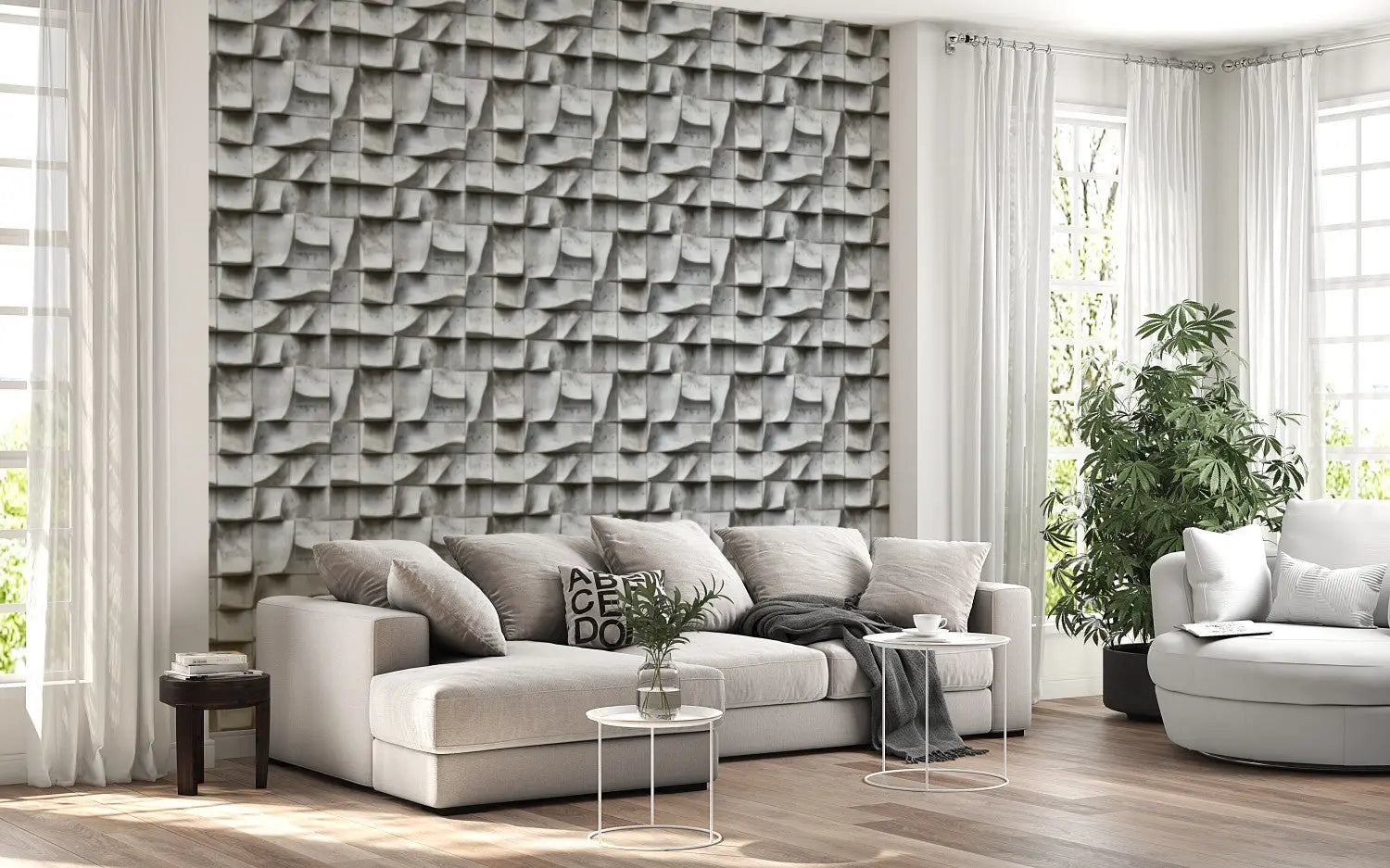 Sculpted Concrete Wave Wall WallCreatives