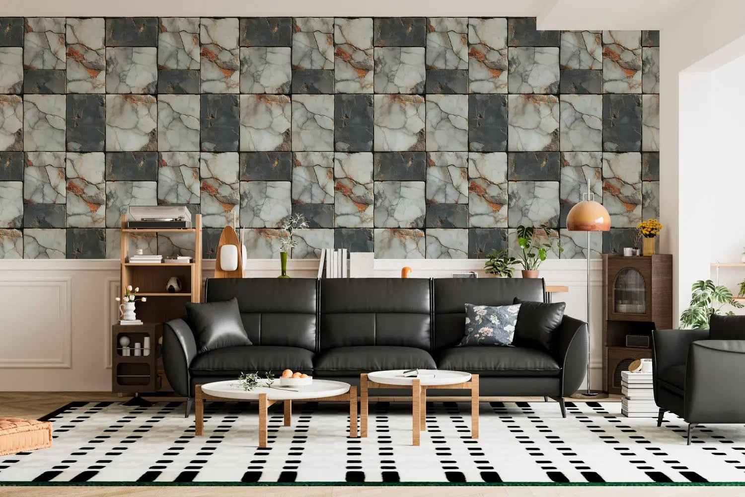 Fractured Stone Mosaic Grid WallCreatives