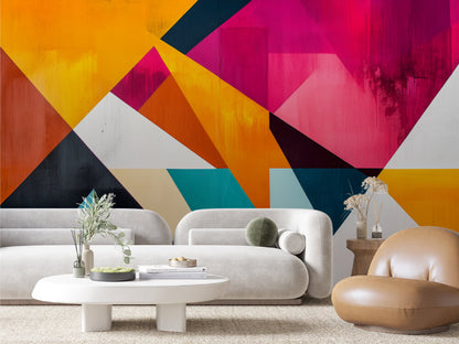 Kinetic Colorblock Geometric Mural