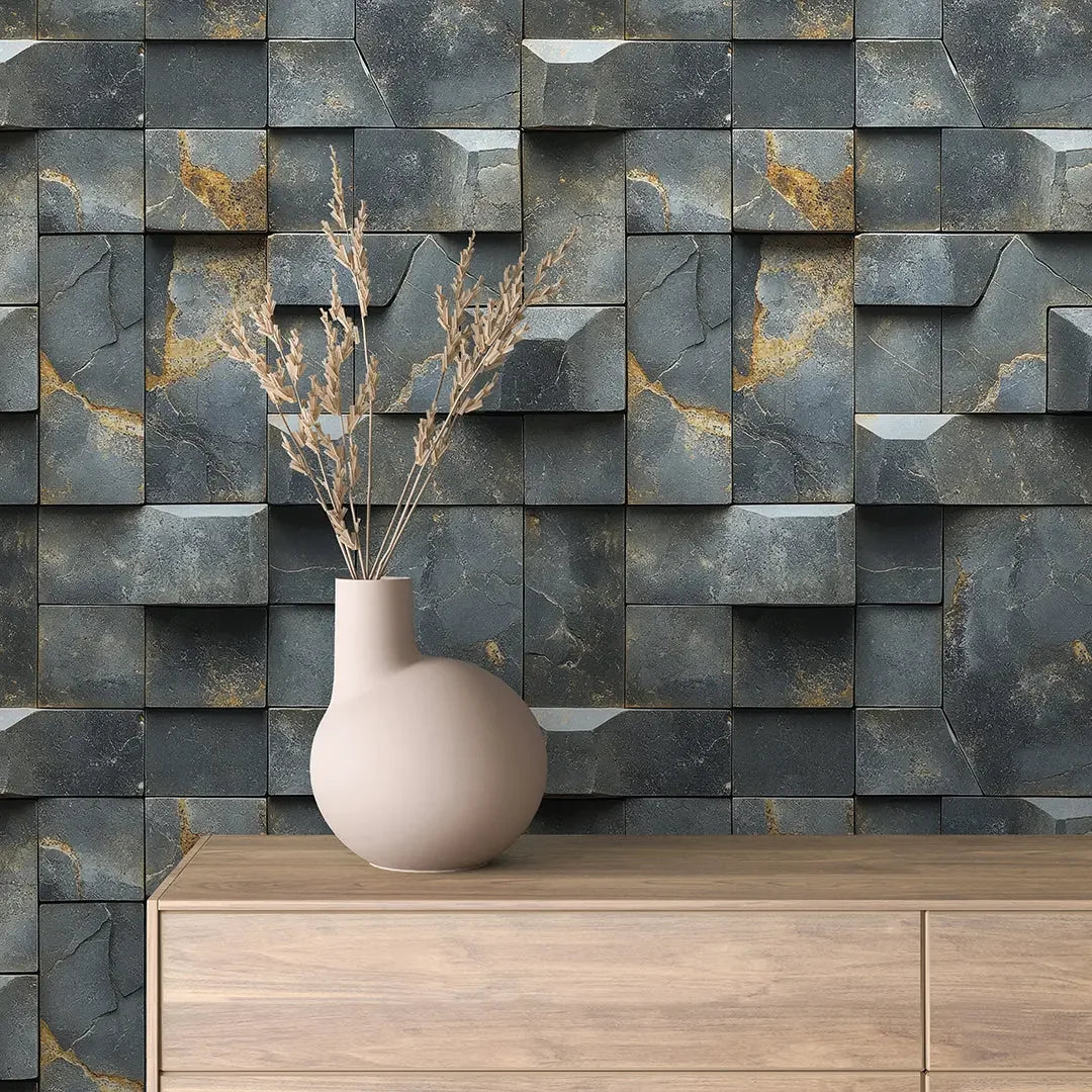 Obsidian Copper Geo Blocks - WallCreatives