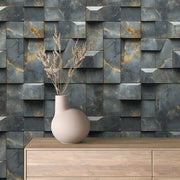 Obsidian Copper Geo Blocks - WallCreatives