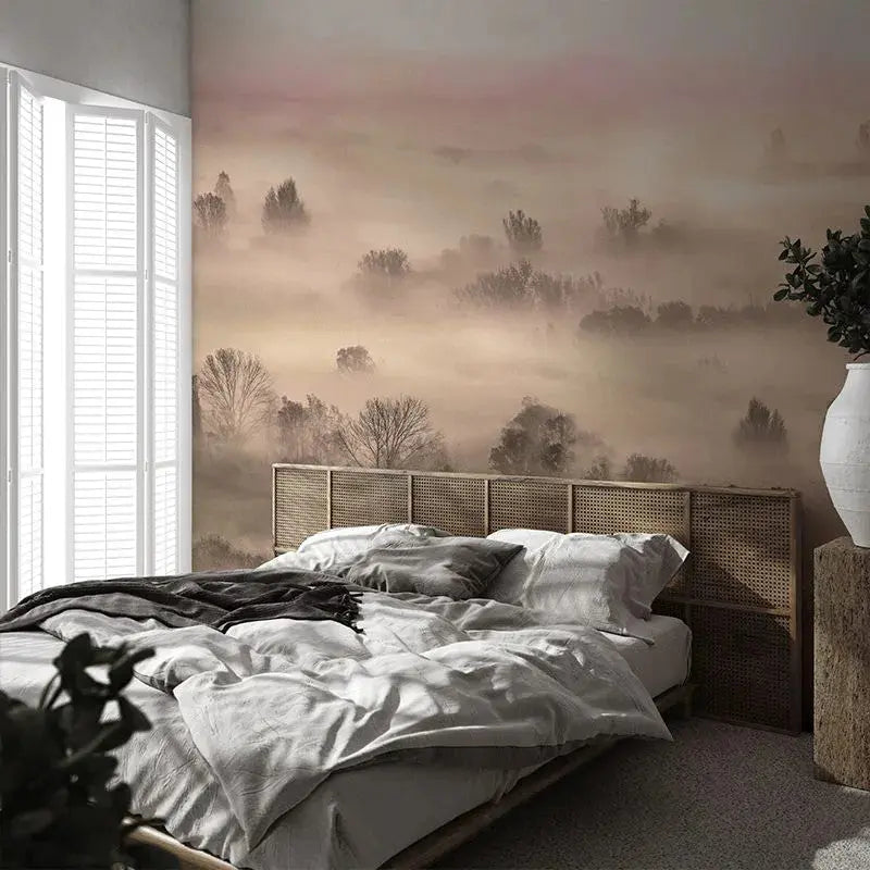 Foggy Landscape Peach Wallpaper Vladila