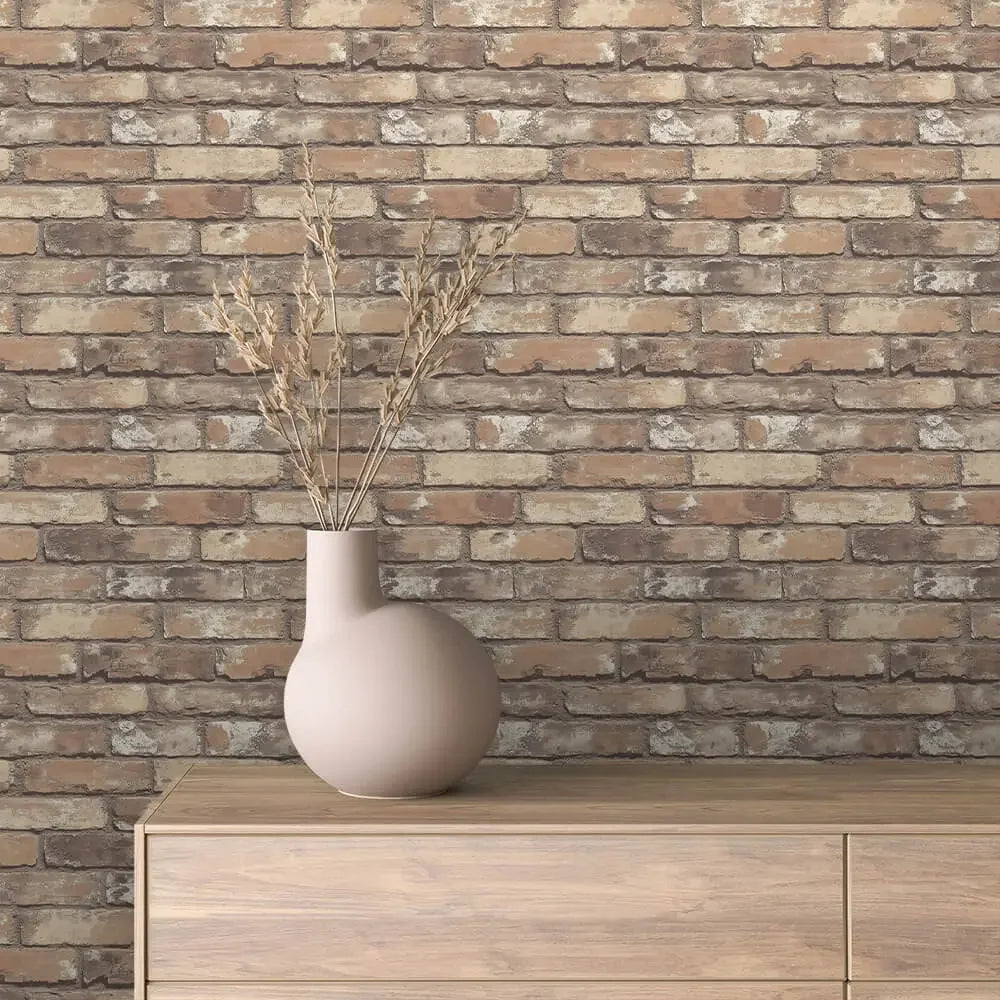 Heritage Brown Brick Wallpaper - WallCreatives