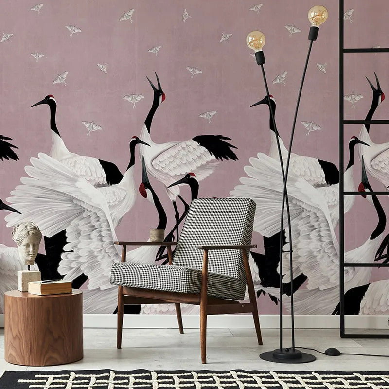 Grus Japonesis in Pink Wallpaper Vladila