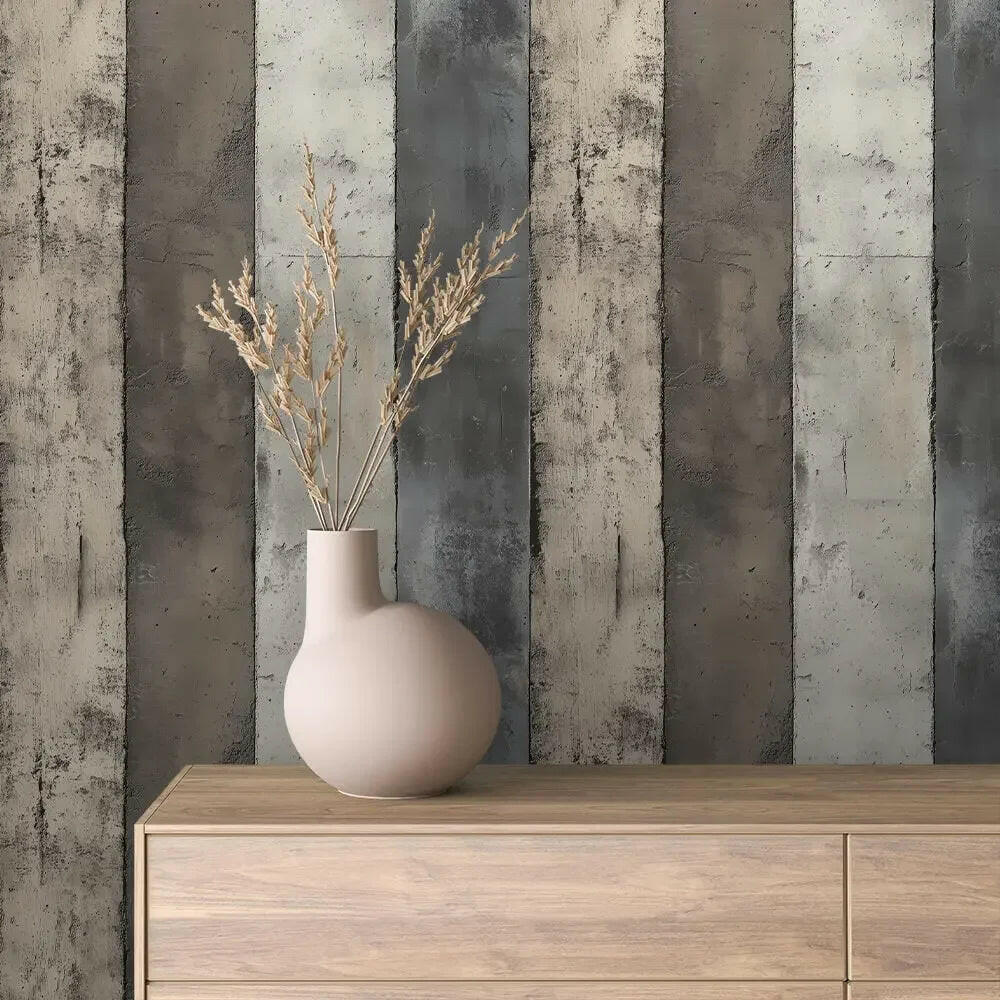 Weathered Concrete Stripe Wallpaper - WallCreatives
