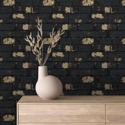 Gilded Noir Brick - WallCreatives
