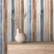 Earthen Serenity Stripe Wallpaper - WallCreatives