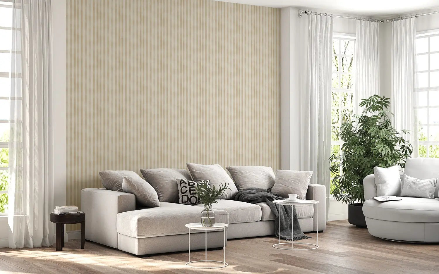 Timeless Taupe Ticking Stripe WallCreatives