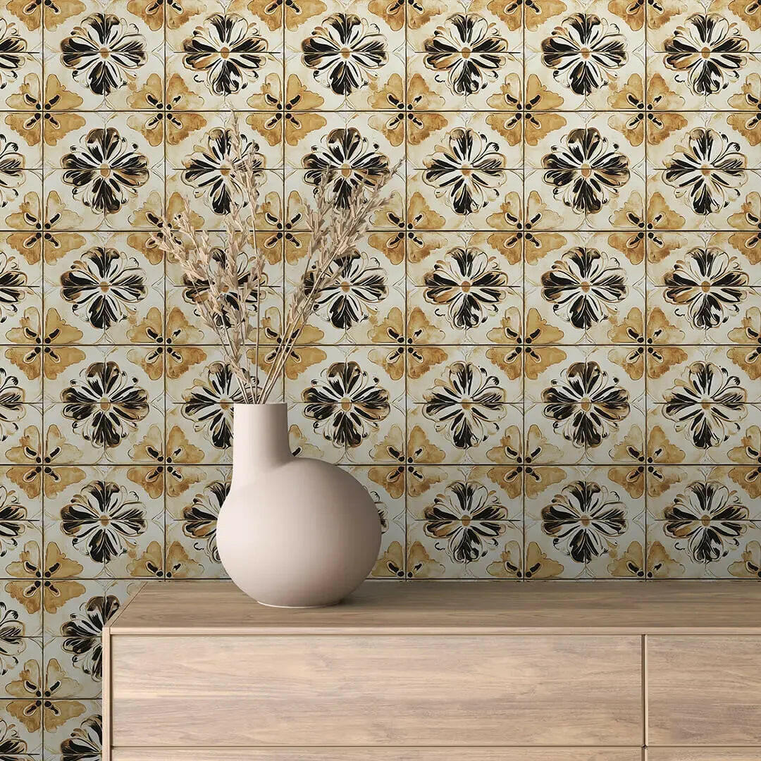 Tuscan Sepia Bloom Tile - WallCreatives