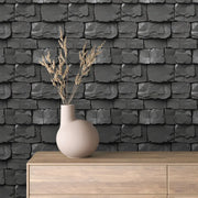 Charcoal Slate Ledge Wall - WallCreatives
