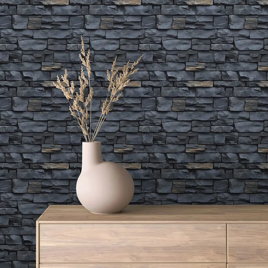 Midnight Ledge Stone Wall - WallCreatives