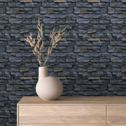 Midnight Ledge Stone Wall - WallCreatives
