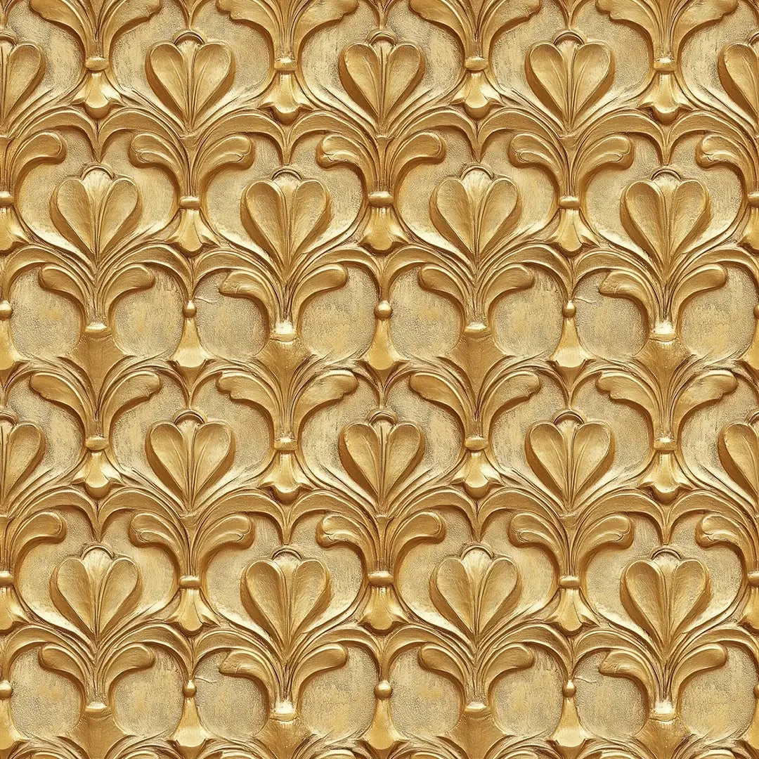 Regal Gilded Damask Flourish - WallCreatives