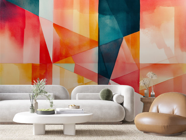 sundown prism geometric mural