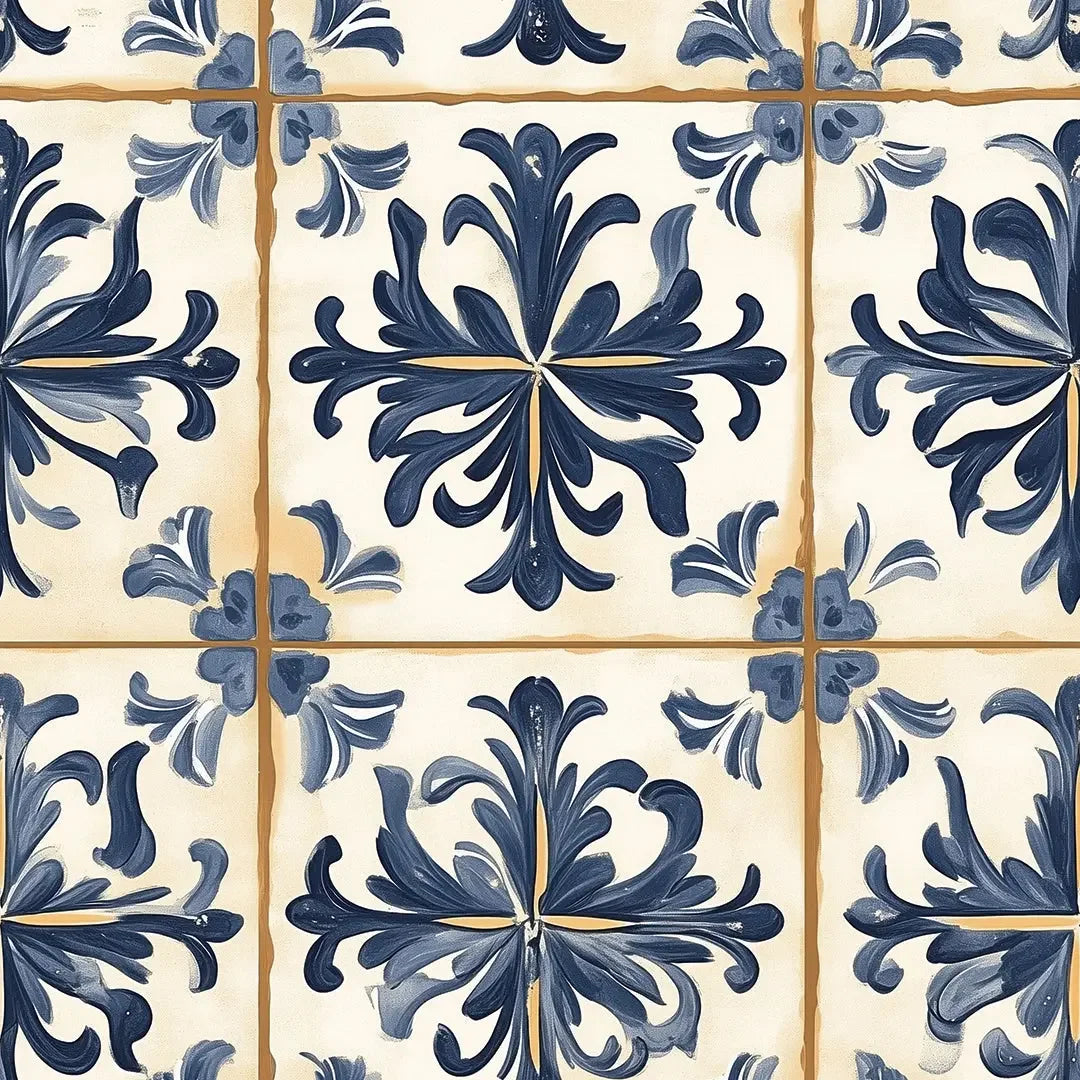 Porto Cobalt Bloom Tile - WallCreatives