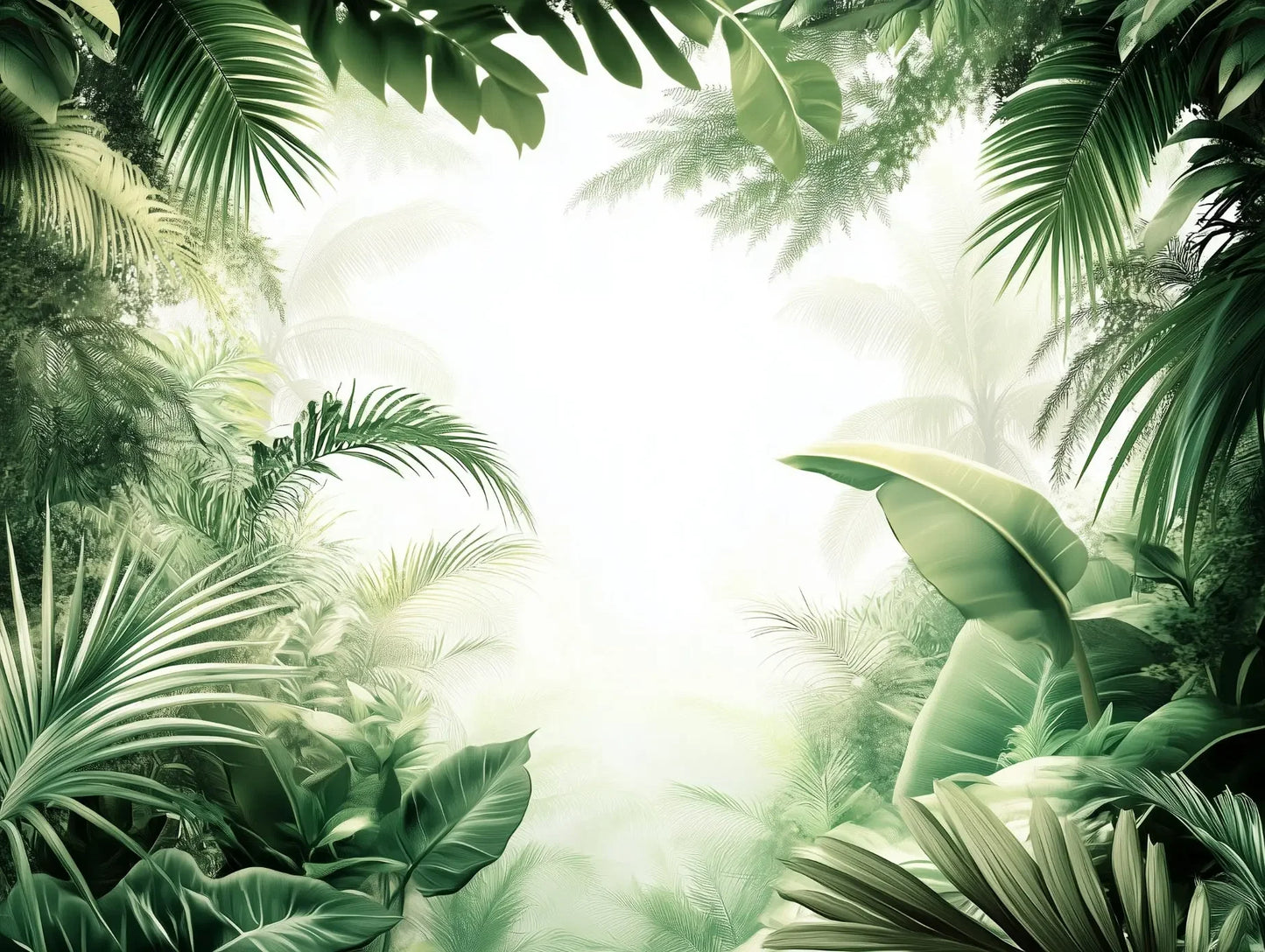 verdant jungle mist mural - wallcreatives
