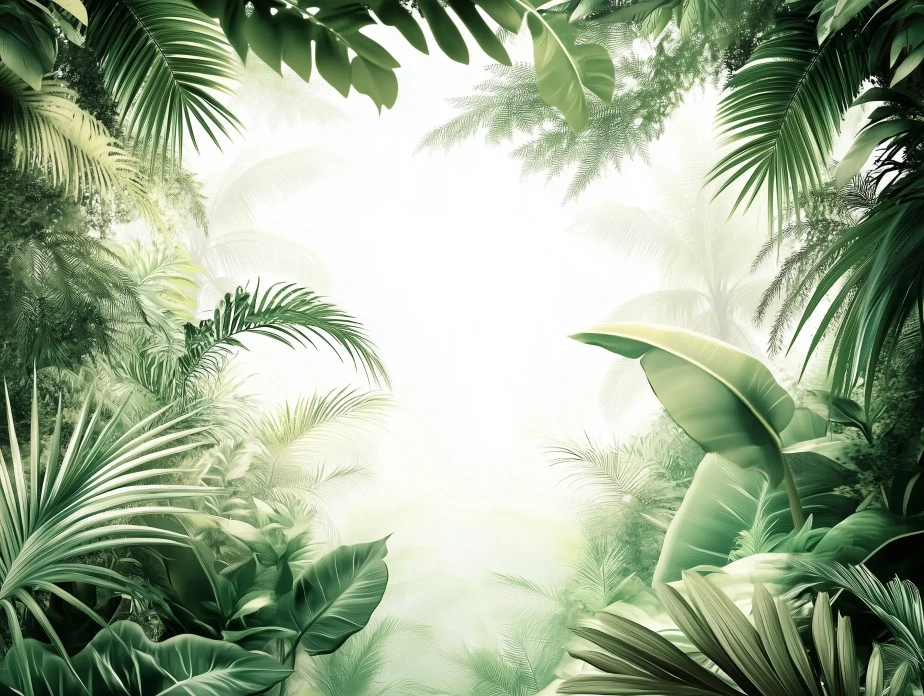 Verdant Jungle Mist Mural - WallCreatives