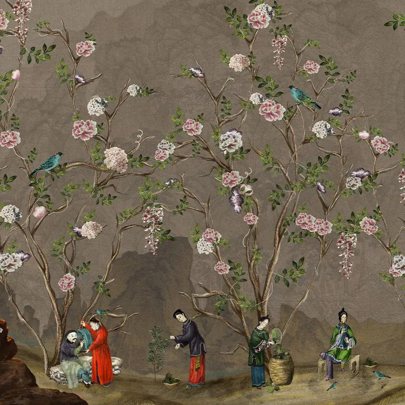 Scenes from life (brown) Wallpaper Vladila