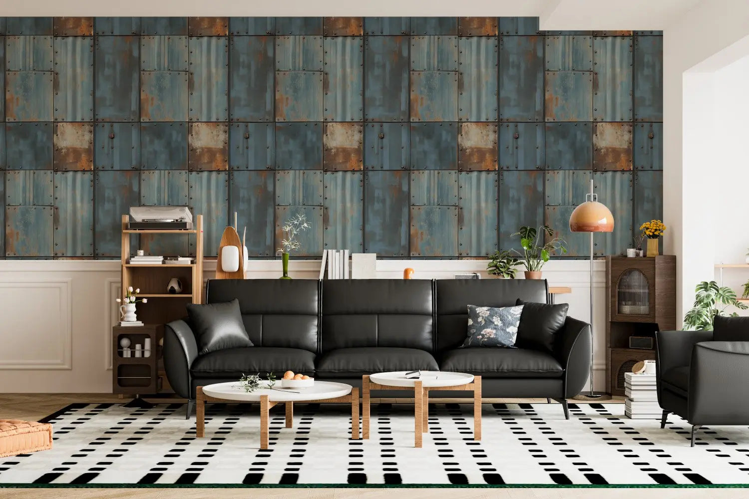 Weathered Industrial Steel Panels WallCreatives