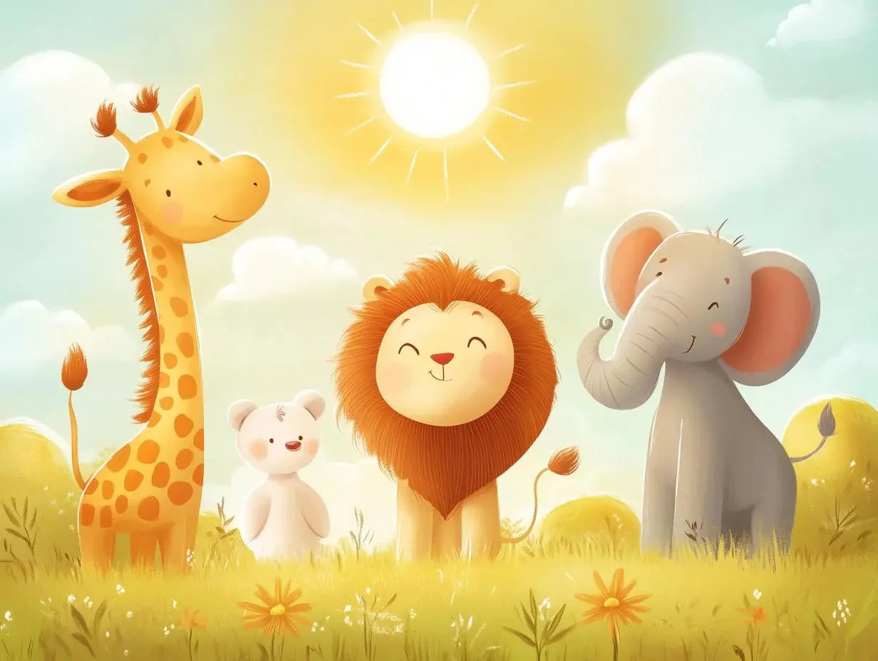 Sunny Safari Friends Mural - WallCreatives