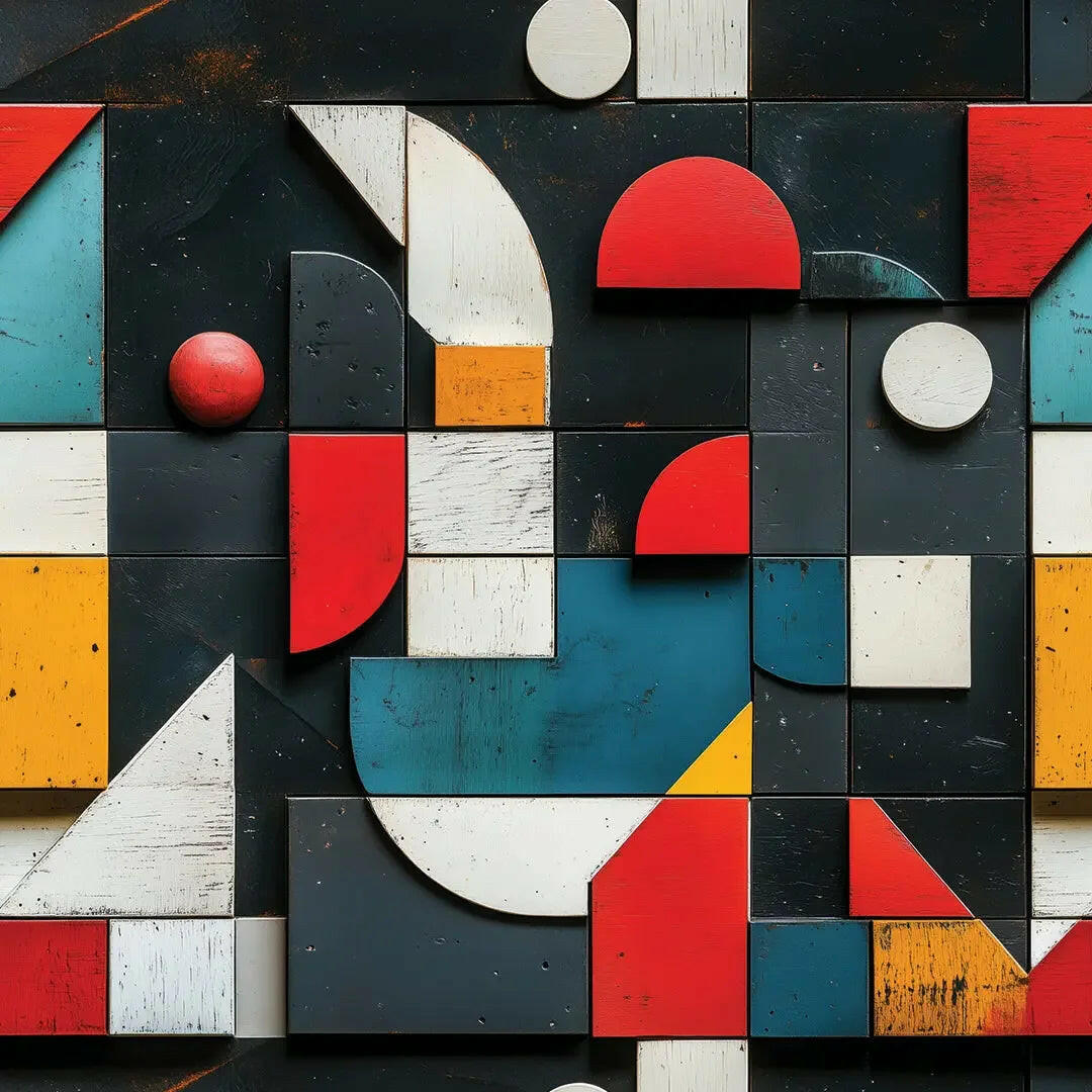 bauhaus revival woodblock mural - wallcreatives