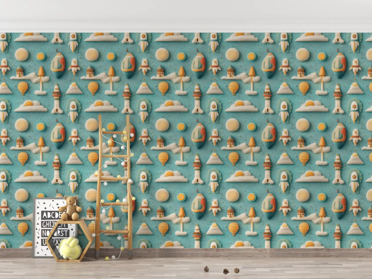 Whimsical Felted Sky Adventure WallCreatives